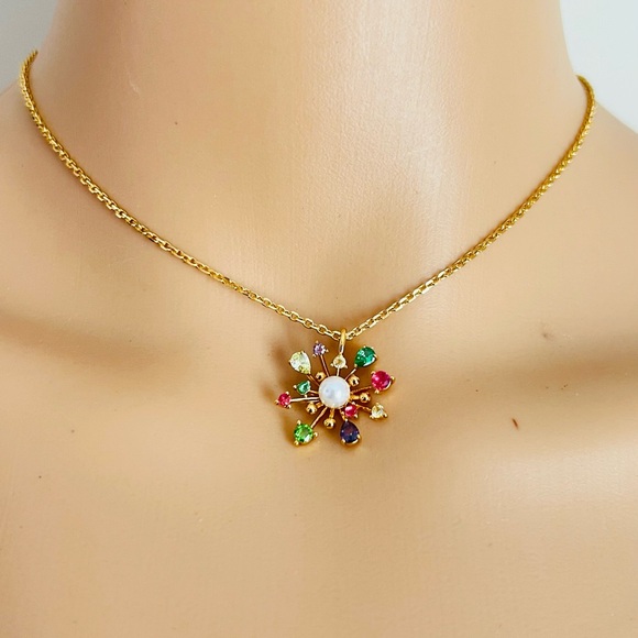New Kate Spade Gold-Tone Multicolor Flower  Pendant - Picture 7 of 9